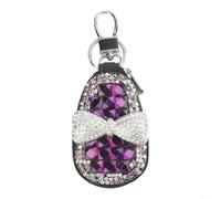 Funda para llaves de coche con diamantes de imitación brillantes, funda de cuero de microfibra suave con funda protectora 3D, soporte remoto antiarañazos para llaves tipo A/B/C/F, elegante soporte