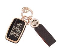 Funda para Llaves de Coche para Jaguar Range Rover 5 Botones Negro y Dorado | TPU Funda para llave de coche para Range Rover Sport Evoque LR4 para Jaguar XF XJ XJL F-pace funda llave mando coche
