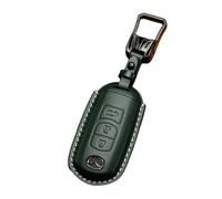 Funda para Llaves de Coche para Mazda6 2012-2021, Llavero de Piel Hecho A Mano Funda de Llave de Coche de Piel Auténtica, Green- Type B 3-Button Metal Buckle