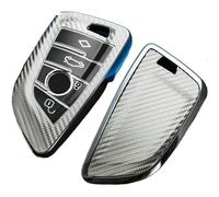 Funda para Llaves De Coche TPU Funda Llavero Coche Funda Bolsa Skin Shell Holder Llave Inteligente para X5 F15 X6 F16 G30 Serie 7 G11 X1 F48 F39 Cubierta Llave Coche(Silver)
