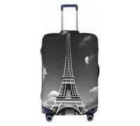 Funda para maleta con diseño de Torre Eiffel y Nubes de París, adecuada para equipaje de 46 a 82 cm, Black, S