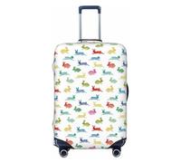 Funda para maleta con estampado de conejos en diferentes posturas saltando corriendo, lavable, ligera, a la moda para una fácil identificación, Black, S