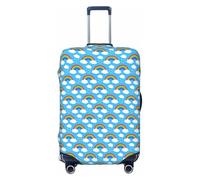 Funda para maleta con estampado de gotas de lluvia de nubes de arco iris, adecuada para equipaje de 46 a 82 cm, Black, XL