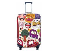 Funda para maleta con estampado de periódico escolar en inglés, lavable, ligera, a la moda para una fácil identificación, Black, M