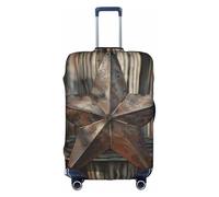Funda para maleta de madera con diseño de estrella del oeste de Texas, funda para equipaje, funda de viaje, funda antipolvo para maleta de 45,7 a 53,3 cm, multicolor, S(18"-21" Suitcase)