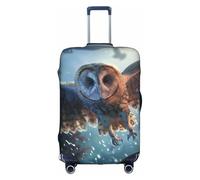 Funda para maleta, diseño de búho volando en el aire, funda para equipaje, funda de viaje, funda antipolvo para maleta, multicolor, L(25"-28" Suitcase)