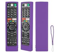 Funda para mando a distancia de silicona compatible con Sony RMT-TX100D RMT-TX300E RMF-TX310E RMF-TX300E RMT-TX200E RMF-TX200E TV mando a distancia cubierta protectora antigolpes con un cordón violeta