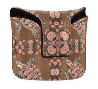 Funda para mazo de golf con cierre magnético, cubierta para mazos y piel sintética cuadrada, impermeable, tortuga marina y flor tropical