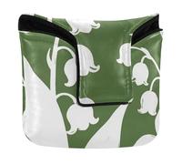 Funda para mazo de golf Lily Of The Valley Green Spring con cierre magnético para mazo cuadrado de piel sintética