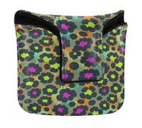 Funda para mazo de putter con cierre magnético para mazos y piel sintética cuadrada, impermeable, estampado de leopardo negro, patrón de piel de guepardo, amarillo, morado y azul