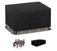 Funda para mesa de jardín, 340 x 340 x 85 cm, impermeable, rectangular, protector de mesa de patio, resistente a los rayos UV, tela Oxford 420D, funda para muebles de exterior para todas las