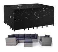 Funda para mesa de jardín al aire libre, impermeable y resistente al desgarro, 600D Oxford, protección UV para mesas rectangulares, 360 x 360 x 100 cm, protector de muebles de patio