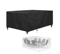 Funda para mesa de jardín al aire libre, impermeable y resistente al viento, tela Oxford 600D, protección de muebles para mesa y sillas de patio, 355 x 285 x 95 cm