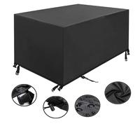 Funda para mesa de jardín, cubierta de los muebles del jardín de 420D Oxford for los tamaños múltiples de plata negros determinados del 10x10ft(320x100x75cm(LxBxH))