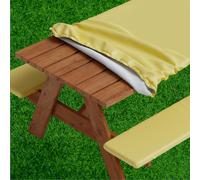 Funda para mesa de picnic Sorfey con fundas para bancos. Con vinilo el stico y respaldo de franela. Ideal para mesas rectangulares de 76 x 183 cm