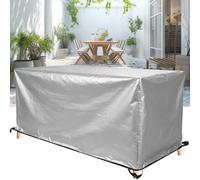 Funda para Mesa Exterior 280x65x65cm / Largo x Ancho x Alto Funda para Muebles de Jardín Impermeable 420D Tela Oxford Resistente para Mesa y Sillas de Exterior, Anti-UV, Resistente Al Viento, Plata