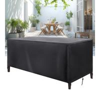 Funda para Mesa Exterior 385x65x65cm / Largo x Ancho x Alto Funda para Muebles de Jardín Impermeable 420D Tela Oxford Resistente para Mesa y Sillas de Exterior, Anti-UV, Resistente Al Viento, Negro