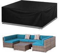 Funda para Mesa Jardín Exterior Impermeable, 420D Oxford Funda Protectora Muebles Jardín Terraza Resistente al Viento Nieve Sol, Cubierta Mesa Jardín Exterior Anti-UV 200x200x85cm