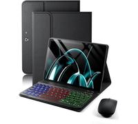 Funda para Microsoft Surface Pro 11/10/9 de 13 pulgadas 2024/2022 con teclado - Funda para teclado retroiluminada arcoíris - Soporte para lápices integrado con mouse - Negro