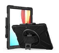 Funda para Microsoft Surface Pro X (2020/2019) Case Tarea Pesada Resistente Híbrido Antichoque Carcasasde con Mango Giratorio de 360°, Correa de Hombro para Niños/Adultos (Negro)