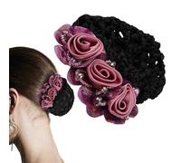 Funda para moño de de flores, elegante redecilla para el, clip de pasador elegante, 8 x 8 x 5 cm, diseño seguro y transpirable, perfecto para empleados bancarios y camareros (multicolor)