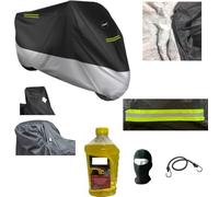 Funda para moto 3 XL, 296 x 110 x 140 cm, cubierta afelpada, impermeable, antigranito, 250 g, scooter / Maximoto con parabrisas / parabrisas + baúl + bolsas compatible con Peugeot X Fight 50 WRC