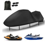 Funda para moto acuática 420D resistente al agua de 3 plazas, cubierta Waverunner mejorada con 2 rejillas de ventilación, 4 hebillas resistentes al viento, funda universal para todo tipo de clima para