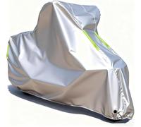Funda para Moto Cubierta Impermeable Agujeros de la Cerradura de Motocicleta Motorcycle Cover para Royal Enfield Bullet Meteor Classic 350 500 650 Continental GT 535,Silver