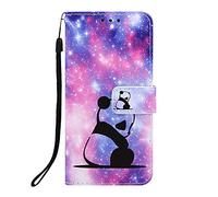 Funda para Moto Edge 70 Fusion, 3D pintada con absorción de golpes, funda de piel sintética con ranura para tarjetero, monedero, cierre magnético, portátil, funda protectora, diseño de panda cielo