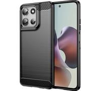 Funda para Moto G66J Caso,Material de Fibra de Carbono,Suave y Antideslizante,Anti-Huellas Dactilares,Funda Protectora Completa Compatible con Moto G66J-Black