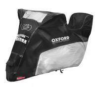 Funda para motocicleta Oxford Rainex con compartimento para equipaje, color negro y plateado S