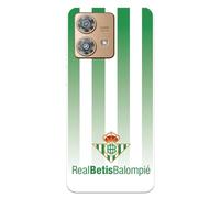 Funda para Motorola Edge 40 Neo del Real Betis Balompié Fondo Rayas Verdiblancas tansparente para Proteger tu móvil. Capa de Silicona Flexible con Licencia Oficial