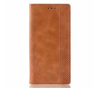 Funda para Motorola Moto E15/G05, a prueba de golpes, de piel sintética, tipo cartera, funda protectora magnética con ranuras para tarjetas para Motorola Moto E15/G05, marrón