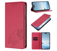 Funda para Motorola Moto Edge 40 Pro Case, Cierre Magnético Función Soporte Bloqueo RFID Flip Billetera de Cuero PU Carcasa Móvil para Motorola Moto Edge 40 Pro, Rojo