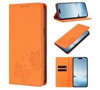 Funda para Motorola Moto G06 4G / G06 Power Case, Cierre Magnético Función Soporte Bloqueo RFID Flip Billetera de Cuero PU Carcasa Móvil para Motorola Moto G06 4G / G06 Power, Naranja