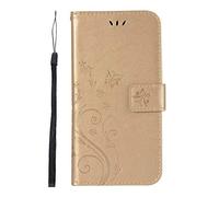 Funda para Motorola Moto G24 - Funda para Motorola Moto G24 a prueba de golpes con mariposa en relieve con ranuras para tarjetas, cierre magnético, protección completa, funda de cuero de primera