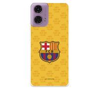 Funda para Motorola Moto G24 - Moto G04 del FC Barcelona Escudo Mes Que un Club Fondo Amarillo tansparente para Proteger tu móvil. Capa de Silicona Flexible con Licencia Oficial