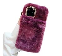 Funda para Motorola Moto G30/G20/G10/Moto G10 Power Winter Furry Plush Case Warm Hand Gloves Phone Case Handmade Diamond Fluffy Soft Comfortable Cute Case Silicone Back Shock Cover Case Case Purple