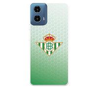 Funda para Motorola Moto G34 del Real Betis Balompié Escudo Fondo Degradado tansparente para Proteger tu móvil. Capa de Silicona Flexible con Licencia Oficial