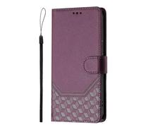 Funda para Motorola Moto G35 con ranuras para tarjetas, correa de mano, color morado