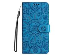 Funda para Motorola Moto G35, diseño de girasol, antigolpes, piel sintética, funda para teléfono móvil, con ranuras para tarjetas y soporte, color azul