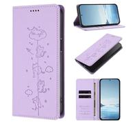 Funda para Motorola Moto G53/G13/G23 de piel sintética a prueba de golpes con diseño de gato en relieve, funda protectora magnética para Motorola Moto G53/G13/G23