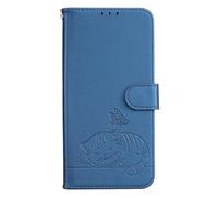 Funda para Motorola Moto G55 5G, funda de piel sintética con diseño de gato en relieve, magnética, resistente a los golpes, compartimento para tarjetas, plegable, funda de silicona con tapa, color