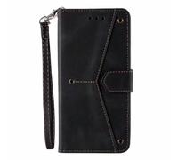 Funda para Motorola Moto G55, a prueba de golpes, de piel sintética suave, con función atril, tarjetero, ranura para identificación, funda protectora delgada para Motorola Moto G55, color negro