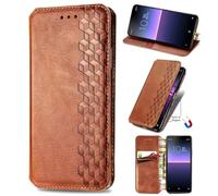 Funda para Motorola Moto G55 de piel de alta calidad, a prueba de golpes, diseño de libro, cierre magnético, función atril, protección completa, color marrón