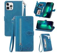 Funda para Motorola Moto G55, Motorola Moto G55 con cremallera, funda de piel de primera calidad, a prueba de golpes, función atril, magnética, con ranuras para tarjetas, para Motorola Moto G55, color