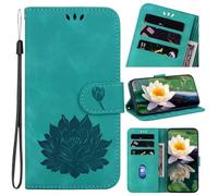 Funda para Motorola Moto G75, piel sintética de alta calidad en relieve, absorción de golpes, con función atril, tarjeteros, funda protectora magnética, color verde