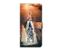 Funda para Motorola Moto G85, funda magnética protectora de piel sintética pintada a prueba de golpes con soporte plegable con soporte para tarjetas para Motorola Moto G85, gato tigre