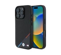 Carcasa Móvil IPHONE 16 Pro Max BMW Tricolor Piel Artificial Perforado Negro