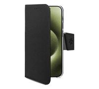 Funda para móvil Celly WALLY cartera piel sintética negra con soporte para iPhone 17